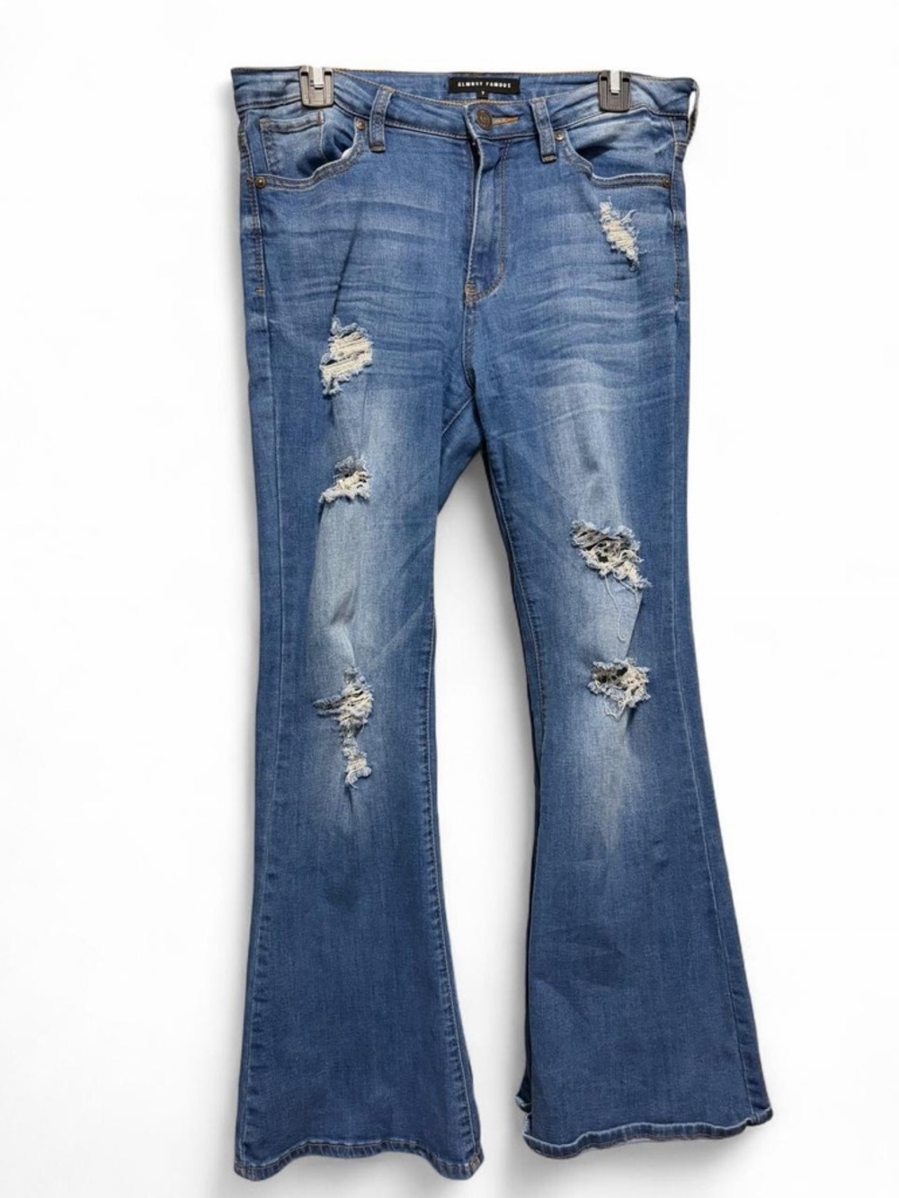 Almost Famous Blue Distressed Flare Jeans